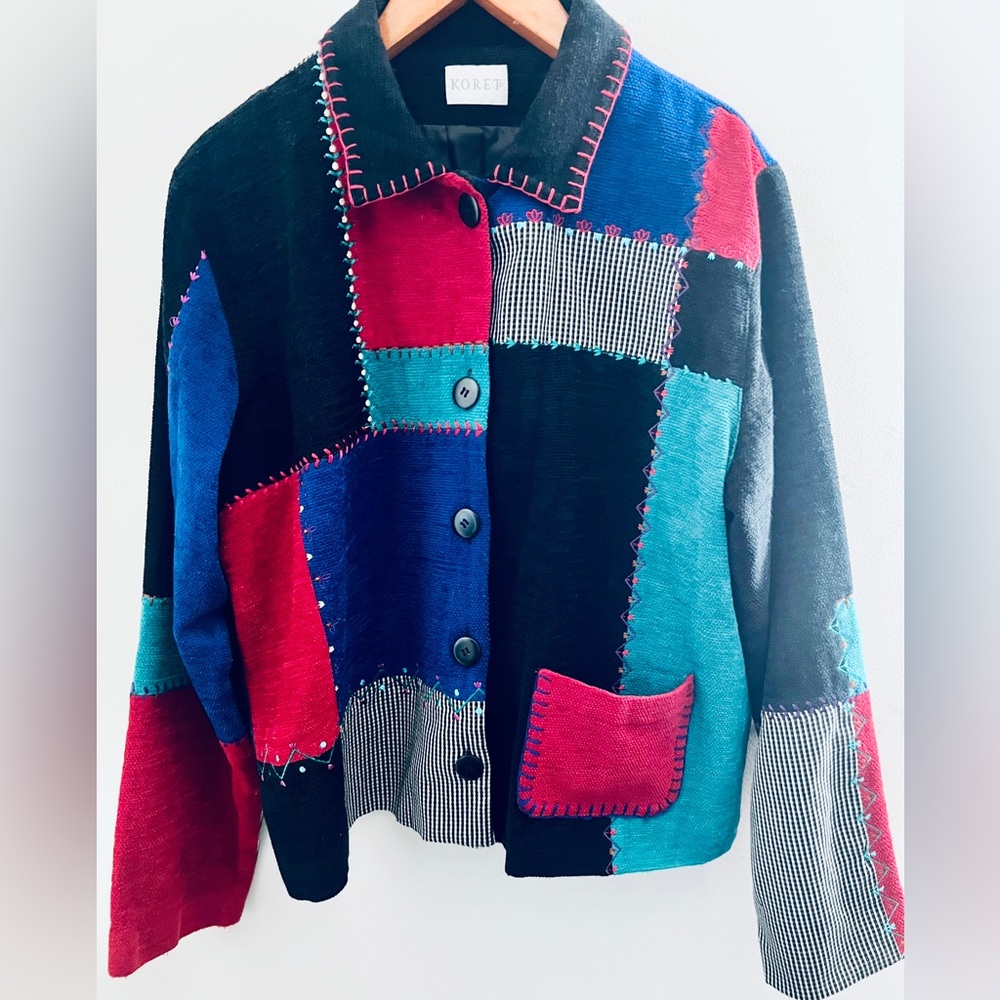 Koret Colorblock Patchwork Blazer Jacket Size L –… - image 1